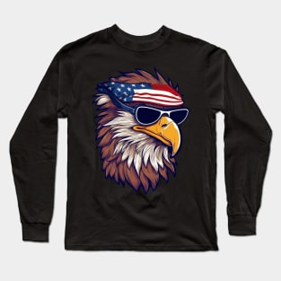 Patriotic Gaze: Eagle & Flag Shades Long Sleeve T-Shirt